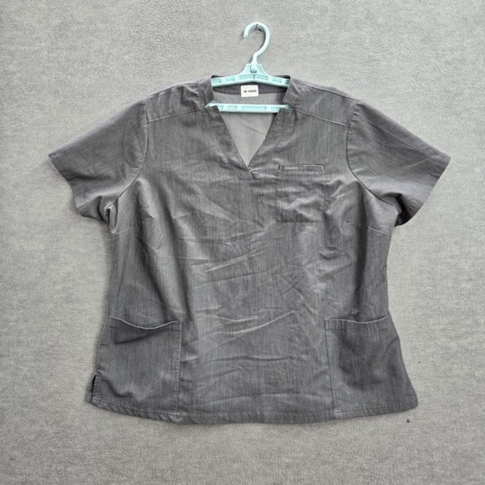 Jaanuu Women Scrub Top 2X Gray PO#302 Short Sleeve
